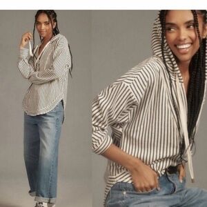 Anthropologie Pilcro warfside oversized striped hoodie / med/